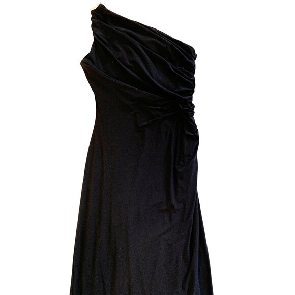 NWT Ralph Lauren One-Shoulder Black Gown Formal Crystal Brooch Size 8 RX10351 - Picture 7 of 14